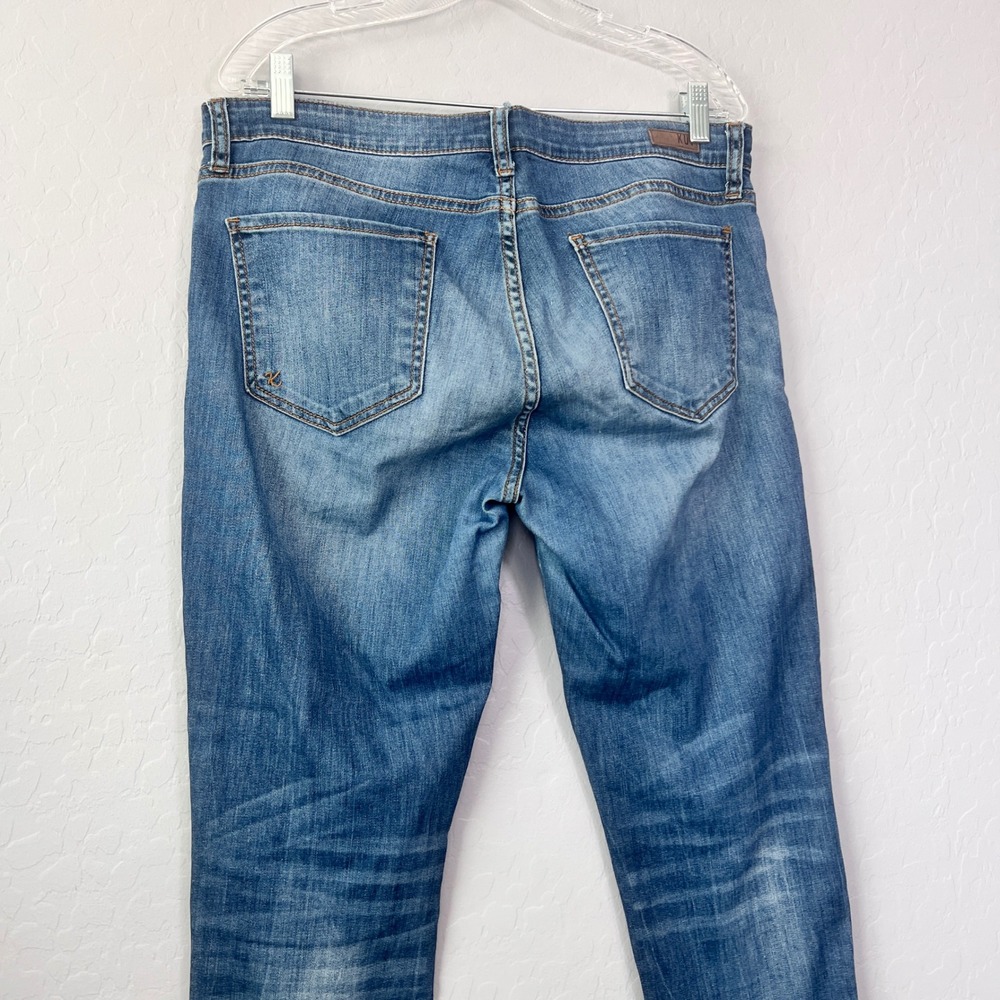 Kut from the Kloth Size 12 Jeans Medium Wash Whiskered Slim Straight Denim - Picture 6 of 11